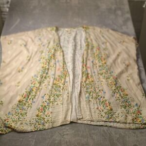 Matilda Jane Kimono Jacket Womens XS/S Beige Floral Lightweight Open Cardigan